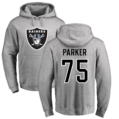 Men Oakland Raiders Ash Brandon Parker Name and Number Logo NFL Football #75 Pullover Hoodie Sweatshirts->nfl t-shirts->Sports Accessory